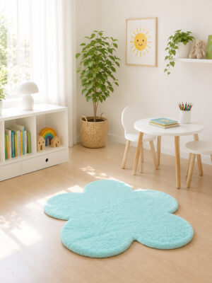 Santi flor aqua/verde água 90x90cm  antiderrapante