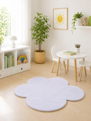 Santi flor branco 90x90cm  antiderrapante