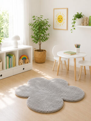 Santi flor cinza 90x90cm  antiderrapante