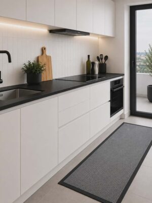 Cascais passadeiras/tapetes/carpetes antiderrapante 8012 cinza