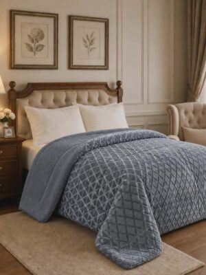 Cannes forro sherpa (borrego) casal Cinza Prata