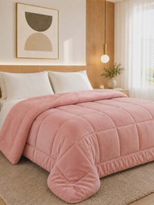 Nice forro sherpa (borrego) casal e solteiro Rosa